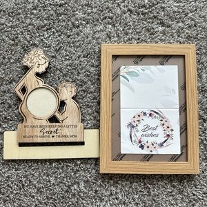 Wooden Pregnancy Announcement Frame - Natural Brown